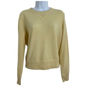 Valerie Stevens Sweater 2 Ply 100% Cashmere Cream Yellow Crew Neck Sz S Women
